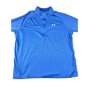 Under Armour Blue 3XL Loose Fit Quarter Zip Long Sleeve Performance Shirt